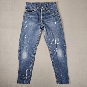 Vintage Levis Jeans Womens 28x27 Blue Bareback Tapered‎ Mom USA Made *READ
